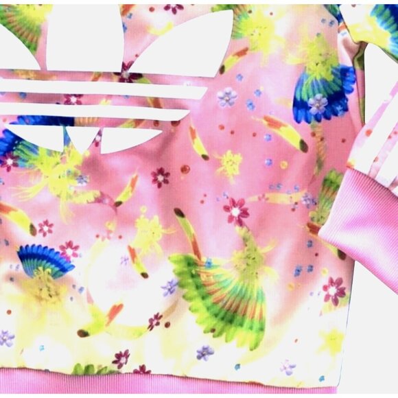 HTF Pattern Adidas Originals Pink Firebird Flower Trefoil Track Jacket Size 2T - Picture 8 of 8